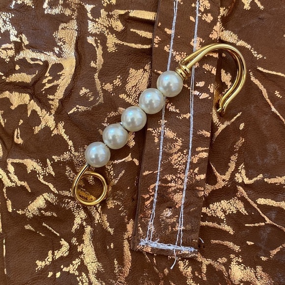 APD Designs Handmade Rose Gold Metallic Crinkled Tan Leather Tote - Picture 4 of 9